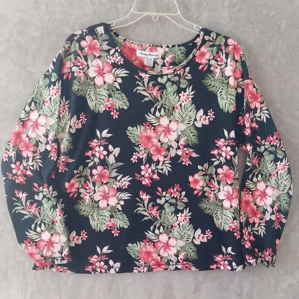 Tommy Bahama Floral Loungwear Pajamas Top & Pants Set Women's XL Cozy Microfiber